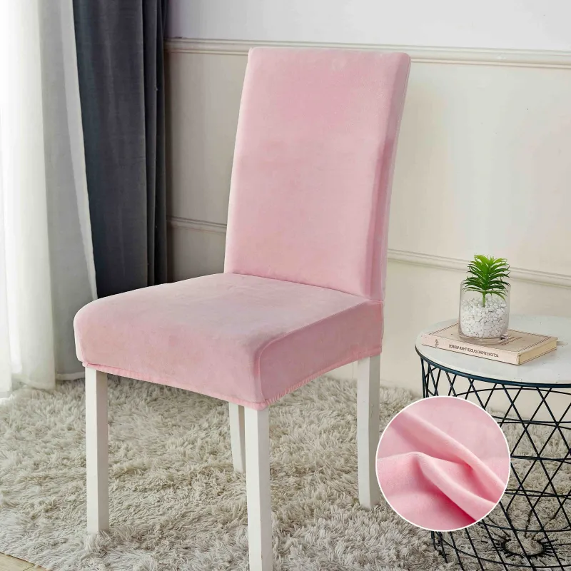 Huse scaune - Huse pentru scaun din Catifea cu elastic,Roz deschis-JHC9