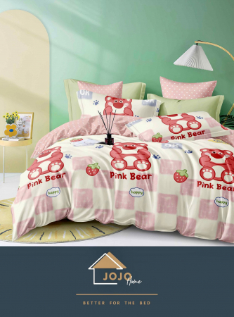 Lenjerii de pat 1 Persoana FINET - Lenjerie de pat 1 Persoana,Pink Bear-Y133