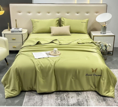 LENJERII DE PAT - Lenjerie de pat cu 4 piese,Dubla cu tiv Elegant si pilota de Vara -N1