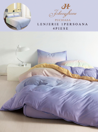 LENJERII DE PAT 1 PERSOANA & COPII - Lenjerie de pat 4 piese cu design gradient pastel-P108