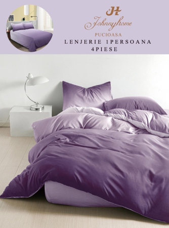 LENJERII DE PAT 1 PERSOANA & COPII - Lenjerie de pat 4 piese finet, culoare mov ombre-P112