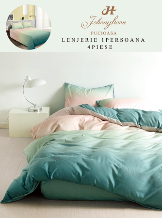 LENJERII DE PAT 1 PERSOANA & COPII - Lenjerie de pat 4 piese, model ombre cu gradient de culori-P111