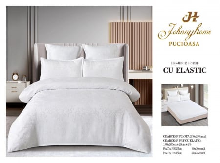 LENJERII DE PAT - Lenjerie de pat,6 Piese,cu Elastic Jacquard,Alb-JP10