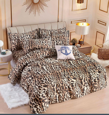 LENJERII DE PAT - Lenjerie de pat,6 Piese, finet,Maro,Animal print-FJ179