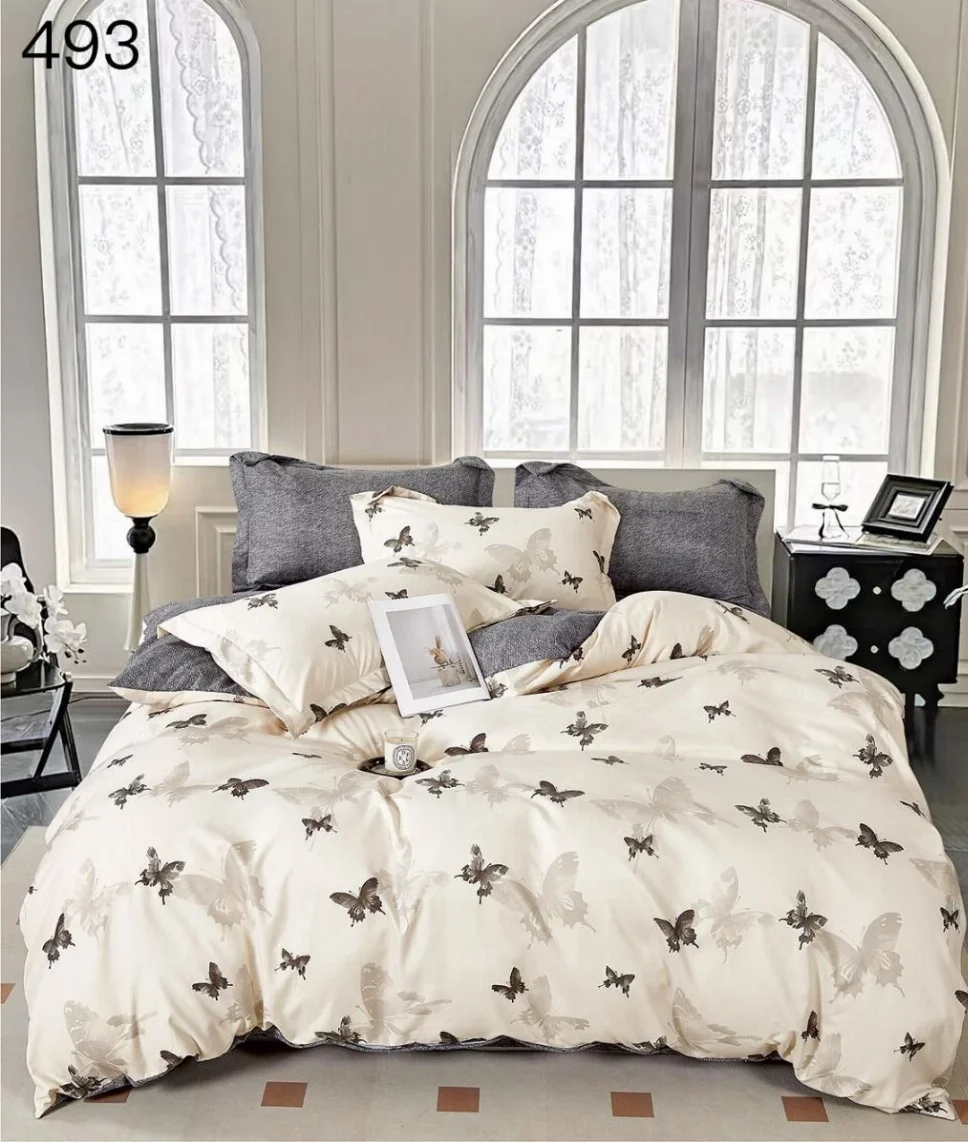 Lenjerii de pat Finet East Confort - Lenjerie de pat 6 piese finet, crem cu fluturi gri și bej-GR493