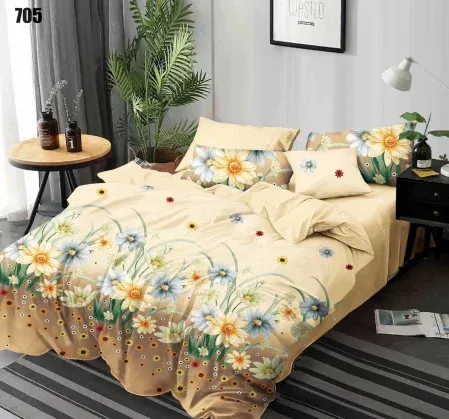 Lenjerii Pucioasa Super Elegant - Lenjerie de pat 6 piese finet,Pucioasa,Crem cu floricele de primavara-LP705