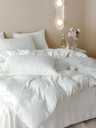 Lenjerie de pat,6 Piese, Jacquard-Finet, Alb-JQ4 [1]