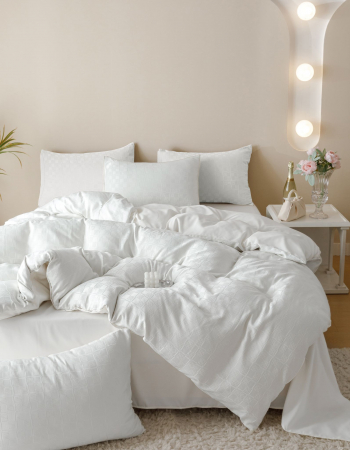 Lenjerie de pat,6 Piese, Jacquard-Finet, Alb-JQ4 [2]