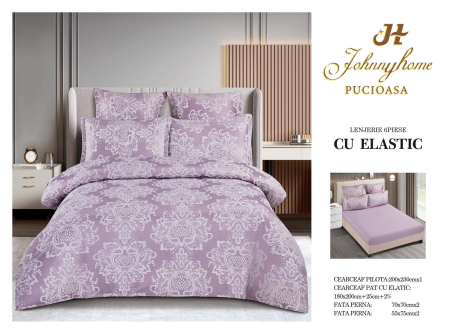 LENJERII DE PAT - Lenjerie de pat,6 Piese,cu Elastic Jacquard,Lila-JP1