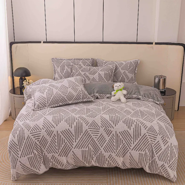 Lenjerii de pat 1 Persoana COCOLINO - Lenjerie de pat COCOLINO 1 persoana, gri cu linii geometrice-FG2