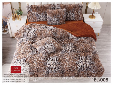 Lenjerii de pat Cocolino - Lenjerie de pat Cocolino 4 piese Fluffy,Super pufoase,Maro animal print-GB12