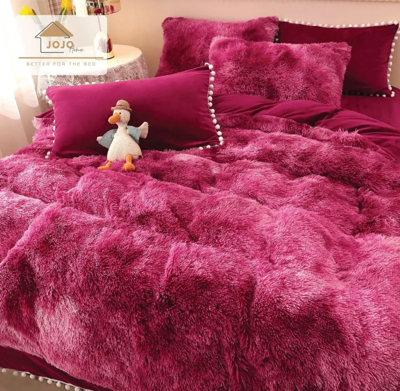Lenjerii de pat Cocolino - Lenjerie de pat Cocolino 6 piese Fluffy,Super pufoase,grena-degrade-COF30