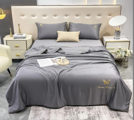 LENJERII DE PAT - Lenjerie de pat cu 4 piese,Dubla cu tiv Elegant si pilota de Vara -N12