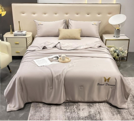 LENJERII DE PAT - Lenjerie de pat cu 4 piese,Dubla cu tiv Elegant si pilota de Vara -N16