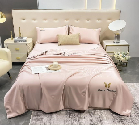 LENJERII DE PAT - Lenjerie de pat cu 4 piese,Dubla cu tiv Elegant si pilota de Vara -N2