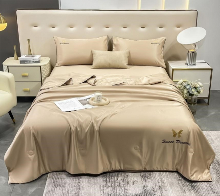 LENJERII DE PAT - Lenjerie de pat cu 4 piese,Dubla cu tiv Elegant si pilota de Vara -N6