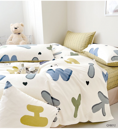Lenjerii de pat Bumbac 100% - Lenjerie de pat cu Elastic 180x200, Bumbac 100%, 4 piese-DX12