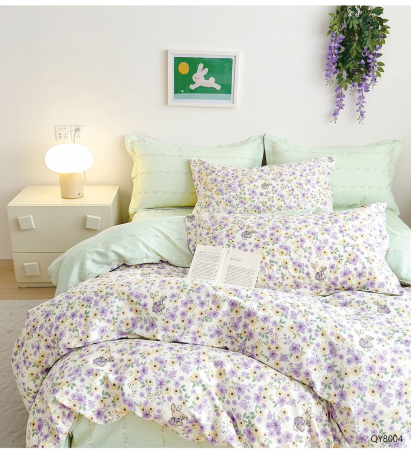 Lenjerii de pat Bumbac 100% - Lenjerie de pat cu Elastic 180x200, Bumbac 100%, 4 piese-DX13