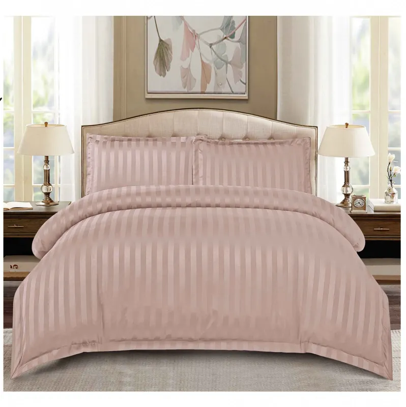 Lenjerii de pat Damasc - Lenjerie de pat Damasc,4 Piese,Cearceaf cu Elastic,Bej-RP156