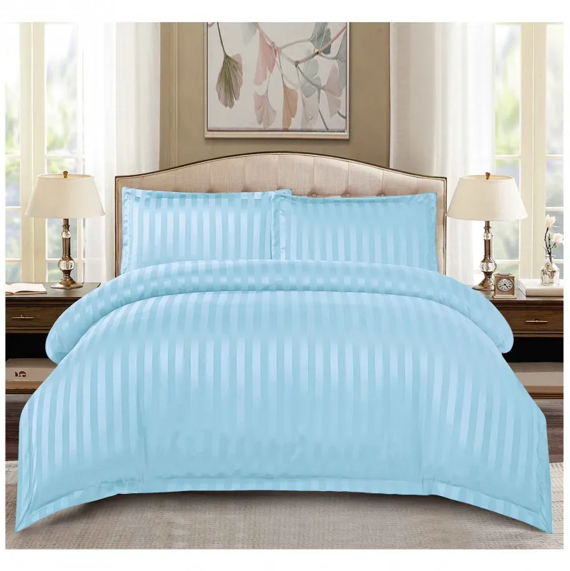 Lenjerii de pat Damasc - Lenjerie de pat Damasc,4 Piese,Cearceaf cu Elastic,Bleu -RP128