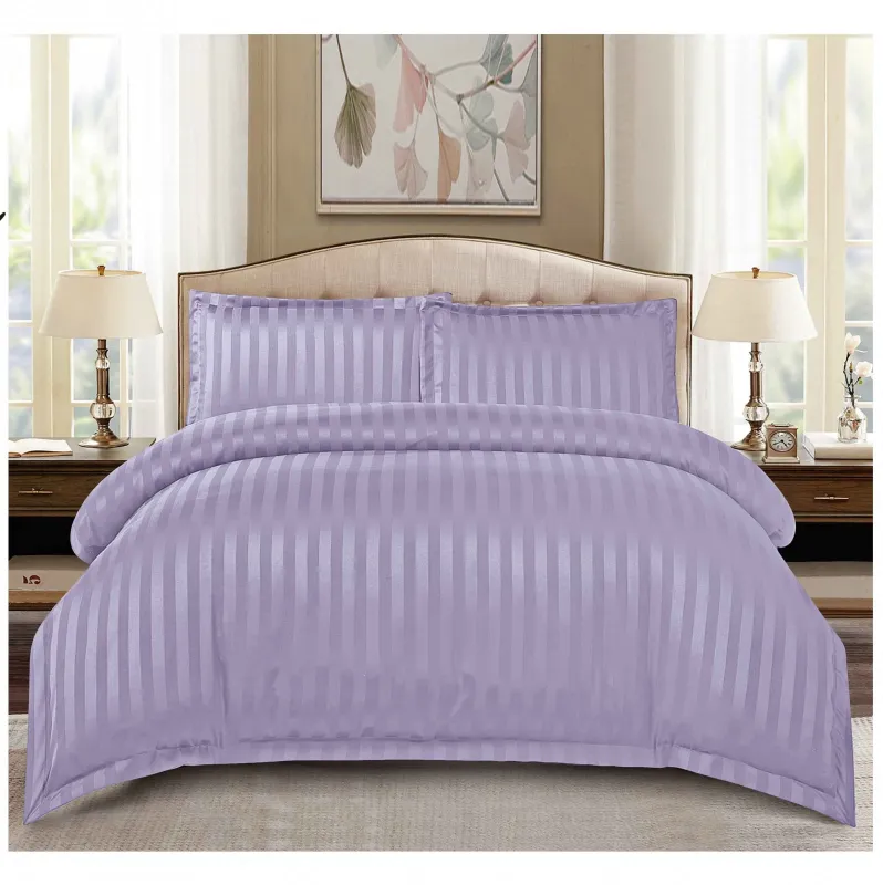 Lenjerii de pat Damasc - Lenjerie de pat Damasc,4 Piese,Cearceaf cu Elastic,Lila-RP520