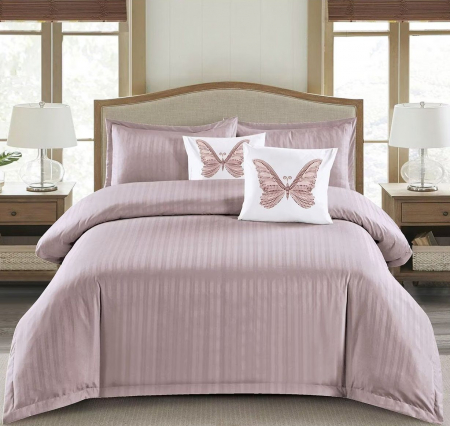 Produse - Lenjerie de pat Damasc cu Elastic, Pat 2 Persoane, 6 Piese,Purpriu-PD10