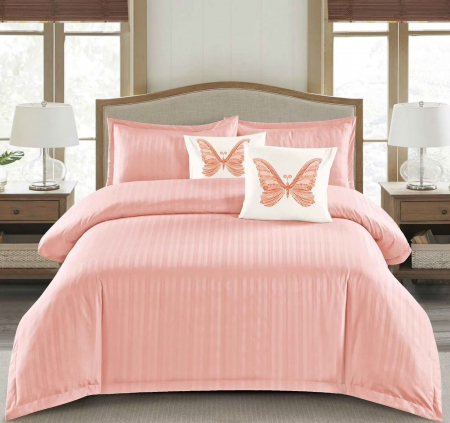 Produse - Lenjerie de pat Damasc cu Elastic, Pat 2 Persoane, 6 Piese,Somon-PD15