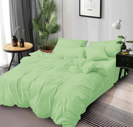 LENJERII DE PAT - Lenjerie de pat Damasc, Pat 2 Persoane, 6 Piese,Verde-DP18