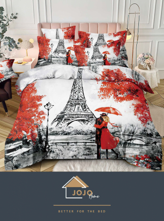 Lenjerii de pat 1 Persoana FINET - Lenjerie de pat Finet 1 Persoana cu Elastic,3D,Paris Turnul Eiffel-YJ125