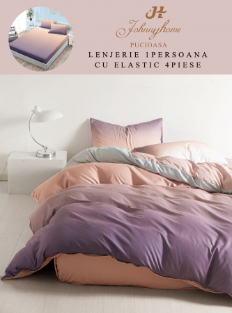 Lenjerii de pat 1 Persoana ELASTIC - Lenjerie de pat Finet 1 Persoana cu Elastic,Mov Degrade-YE112