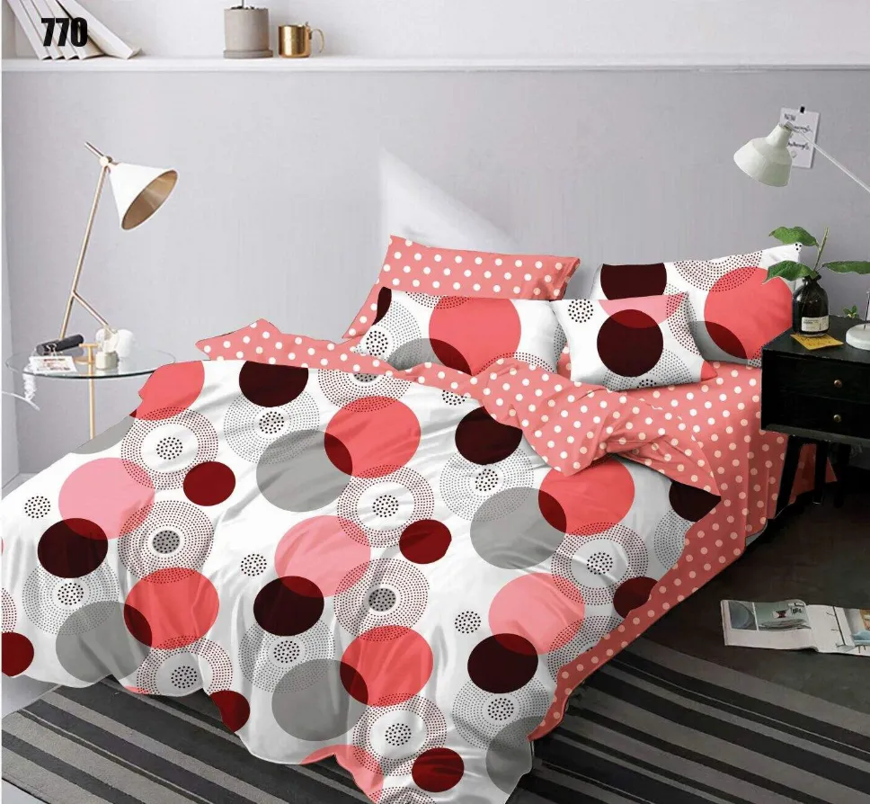 Lenjerii Pucioasa Super Elegant - Lenjerie de pat Finet 6 piese, alb cu buline roz și gri-LP770