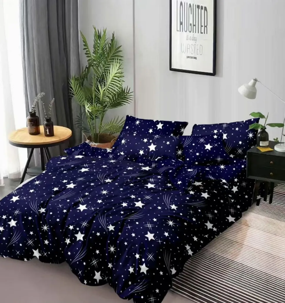 LENJERII DE PAT 1+1 GRATIS - Lenjerie de pat Finet 6 piese, albastru cu stele și comete-GR49