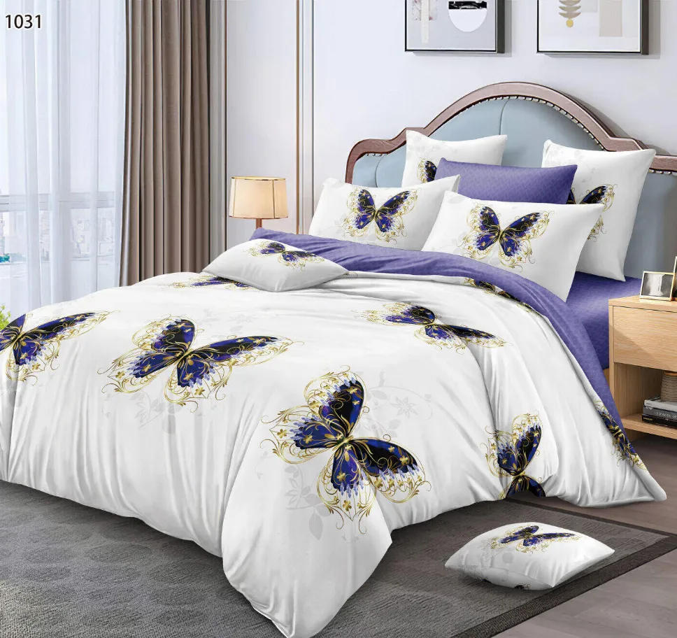 LENJERII DE PAT - Lenjerie de pat Finet 6 piese, bej cu flori multicolore și frunze-LP254