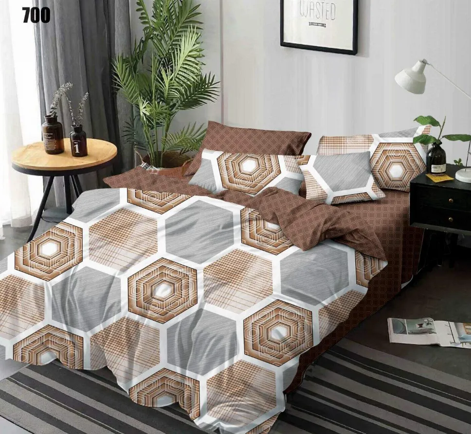 Lenjerii Pucioasa Super Elegant - Lenjerie de pat Finet 6 piese, geometric maro cu gri deschis-LP700