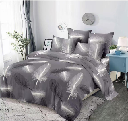 Lenjerii de pat finet Home - Lenjerie de pat Finet 6 piese,Gri cu pene-KY117