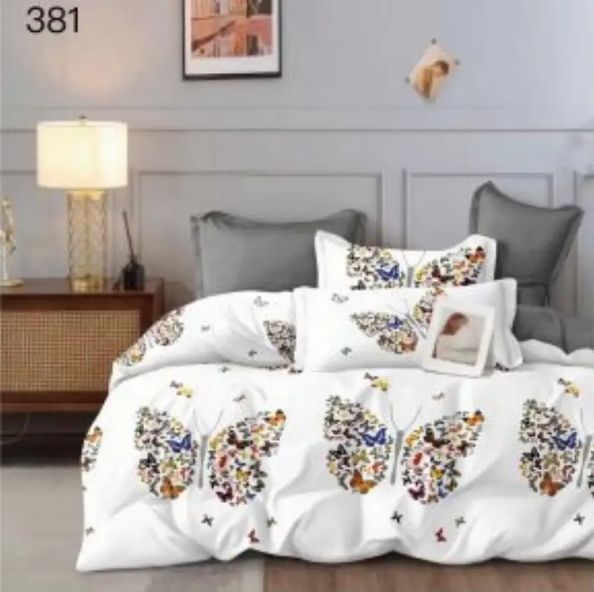 LENJERII DE PAT 1+1 GRATIS - Lenjerie de pat Finet 6 piese,Pat dublu,Fluturasi colorati-GR381
