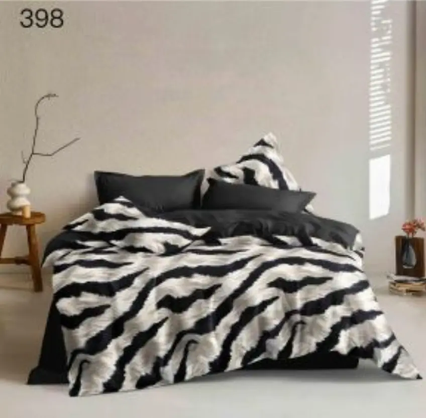 LENJERII DE PAT 1+1 GRATIS - Lenjerie de pat Finet 6 piese,Pat dublu,Model Zebra-GR398