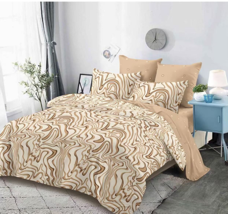 Lenjerii de pat Lux Primavara - Lenjerie de pat Finet 6 piese Primavara,Maro,Forme geometrice -LC132