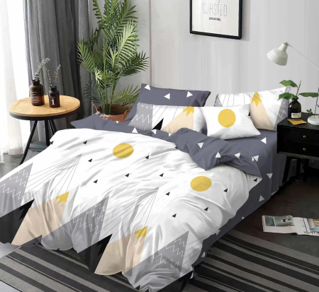 OFERTA 1+1 - Lenjerie de pat Finet 6 piese, Gri cu Munti-KY111