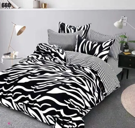 Lenjerie de pat Finet Pucioasa 6 piese,Alb/Negru Zebra-LP660 [1]