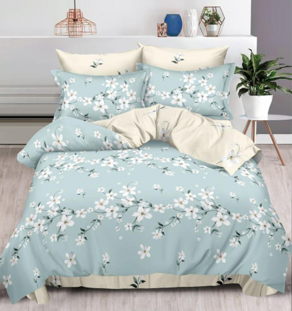 LENJERII DE PAT - Lenjerie de pat Finet Pucioasa 6 piese,Crem/Vernil cu Floricele-R296