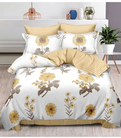 OFERTA 1+1 - Lenjerie de pat Finet Pucioasa 6 piese,Galben/Alb-R489