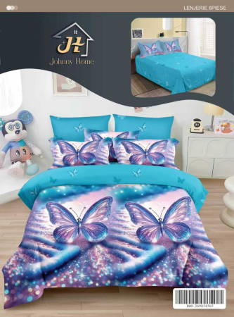 LENJERII DE PAT - Lenjerie de pat Finet Pucioasa 6 piese, imprimeu Dream Butterfly-R623