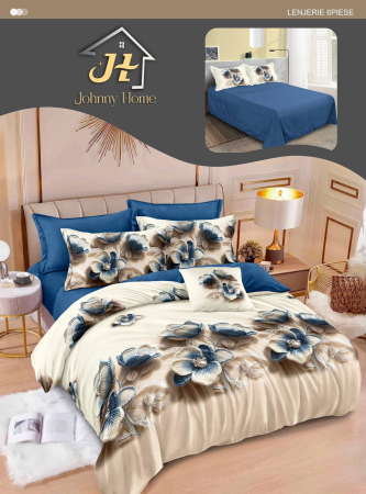 LENJERII DE PAT - Lenjerie de pat Finet Pucioasa 6 piese, imprimeu floral tridimensional -R637