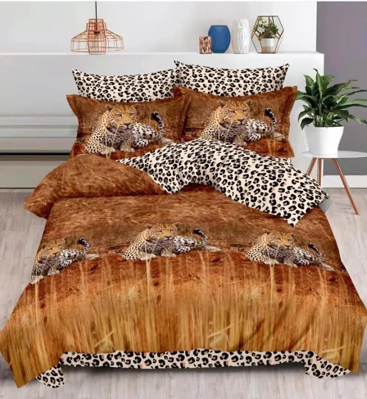 OFERTA 1+1 - Lenjerie de pat Finet Pucioasa 6 piese,Maro,Tigri-R314