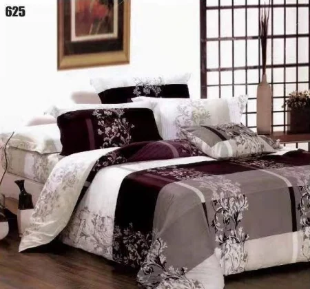 Lenjerii Pucioasa Super Elegant - Lenjerie de pat Finet Pucioasa 6 piese,Mov/Gri cu frunzulite stilizate-LP625