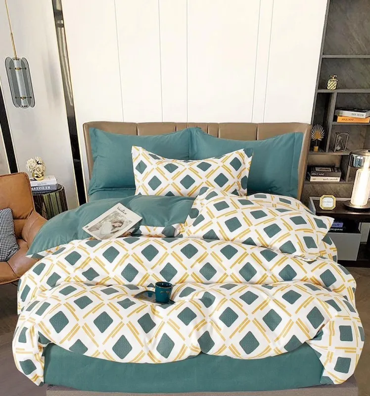 OFERTA 1+1 - Lenjerie de pat Finet Pucioasa 6 piese,Verde,Romburi-R550