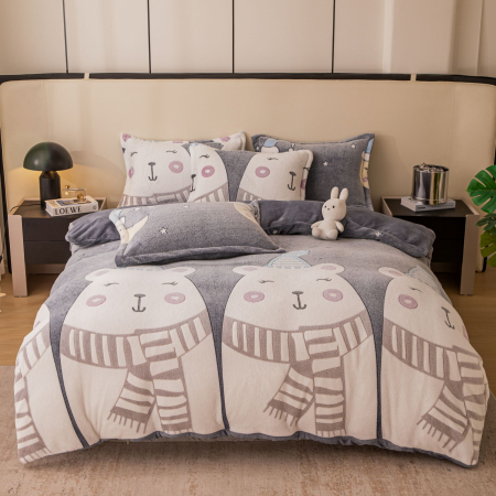 LENJERII DE PAT 1 PERSOANA & COPII - Lenjerie pat dublu, COCOLINO,1 persoana,Gri Urs Polar-FG3