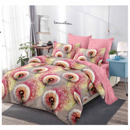LENJERII CU ELASTIC 1+1 - Lenjerii de pat Finet 6 piese cu Elastic, cu imprimeu floral cu păpădii -FEL418