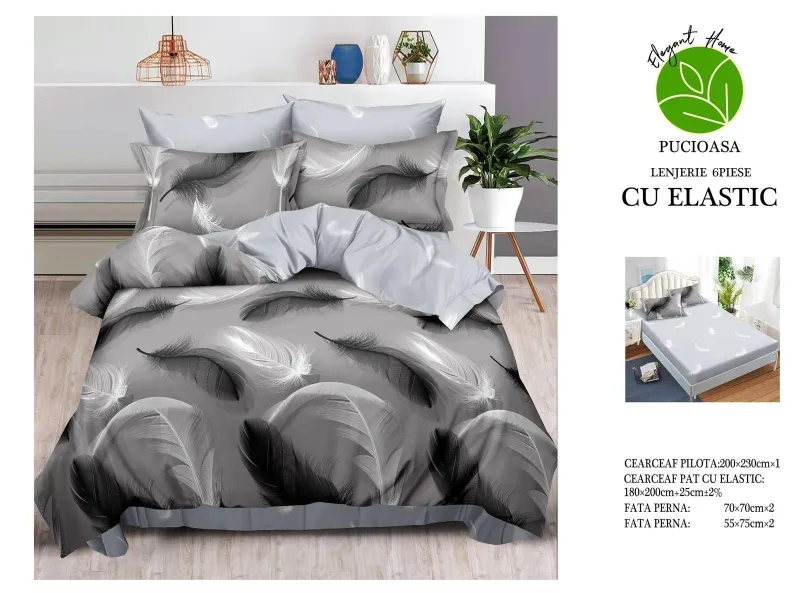 Lenjerii de pat cu Elastic - Lenjerii de pat Finet 6 piese cu Elastic-FCE4